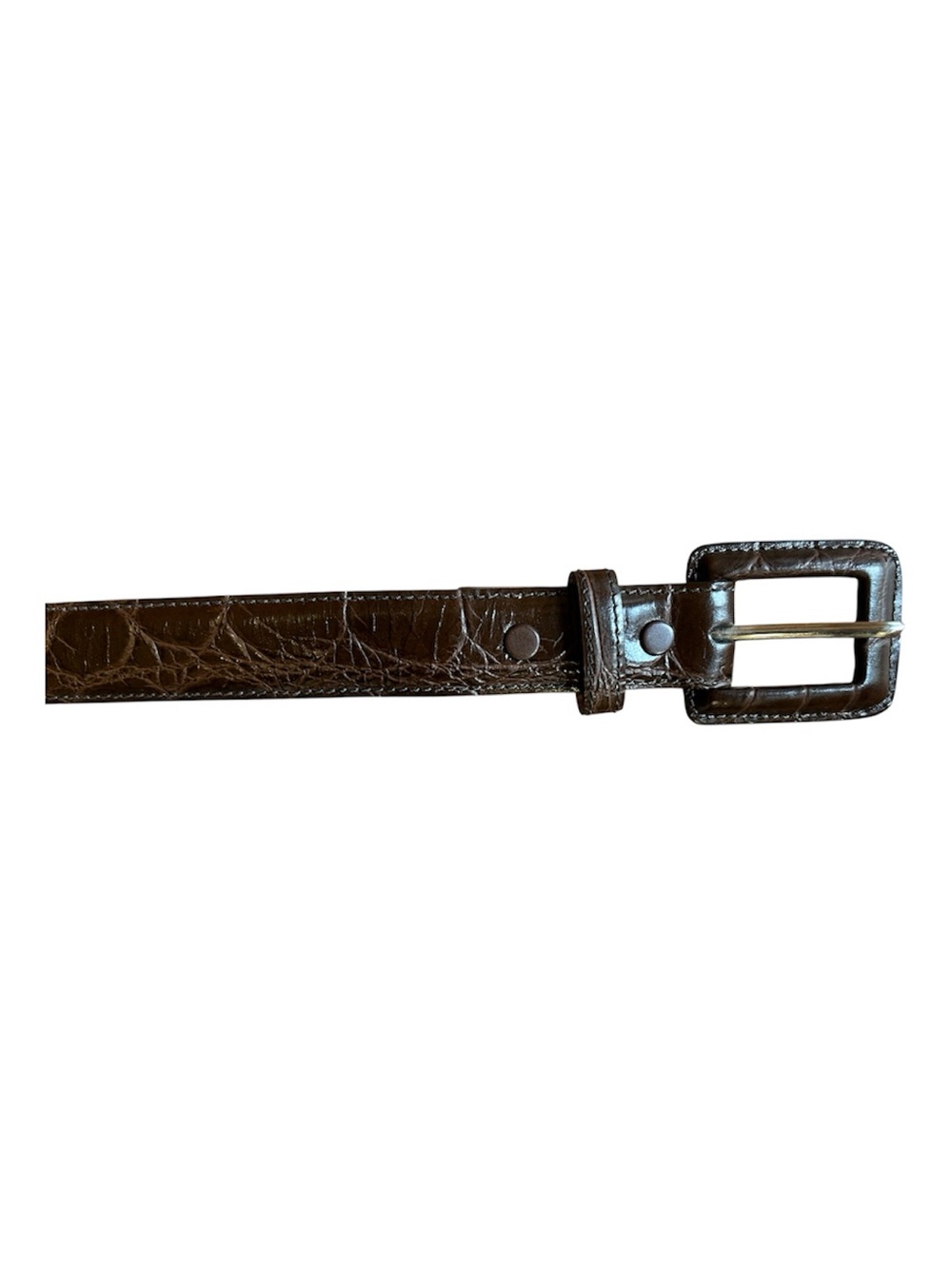 Vintage WCM New York Croc Embossed Leather Belt Size M Dark Brown Wrapped Buckle